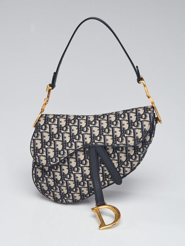 Christian Dior Blue Oblique Canvas Dior Saddle Bag