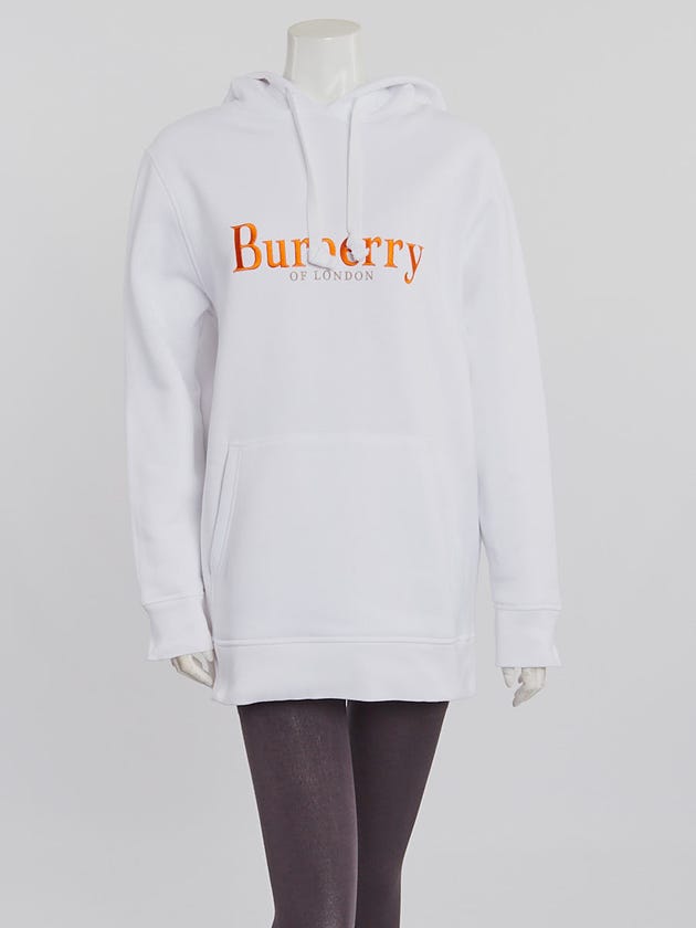 Balenciaga White Cotton Blend Fabric Hooded Sweatshirt Size M