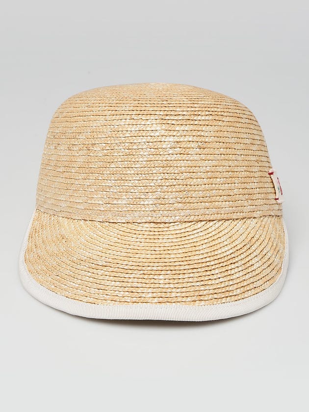 Gucci White Fabric Logo Straw Baseball Hat Size M