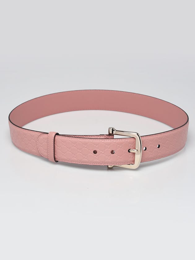 Gucci Pink Leather Micro Guccissima Embossed Belt Size 90/36
