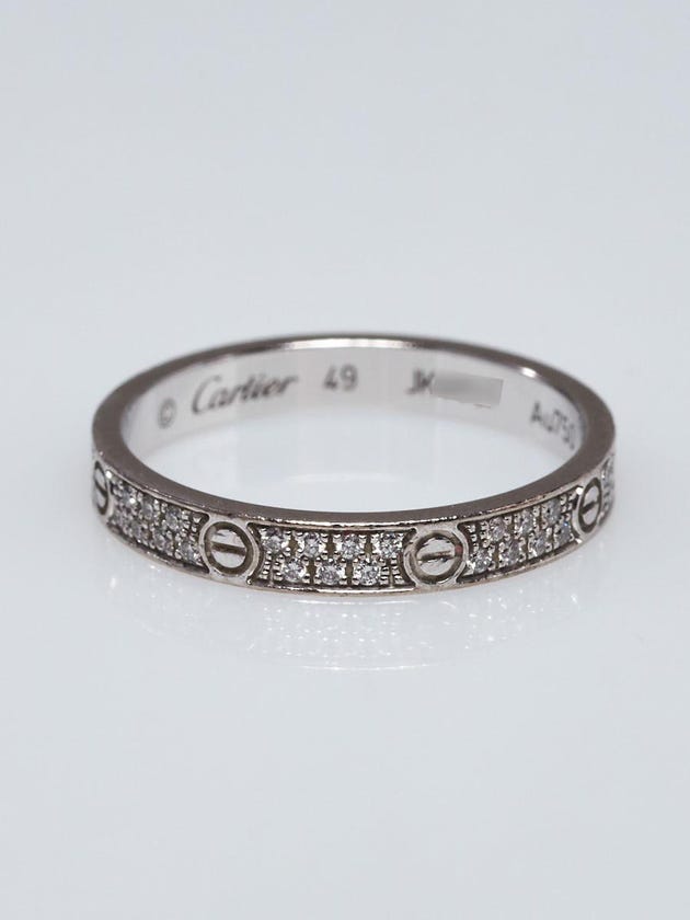 Cartier 18k White Gold and Diamond Small Model LOVE Ring Size 49/4.75