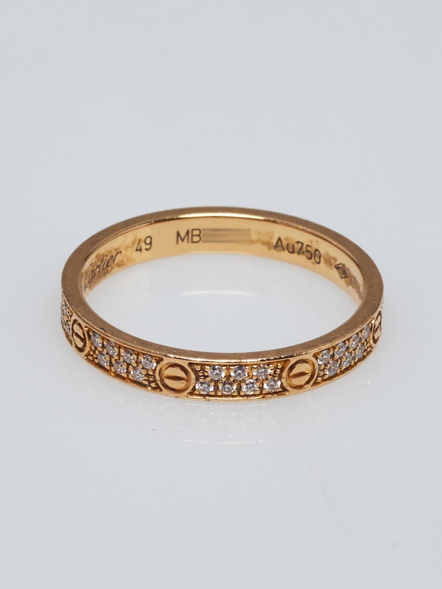 Cartier 18k Yellow Gold and Diamond Small Model LOVE Ring Size 49