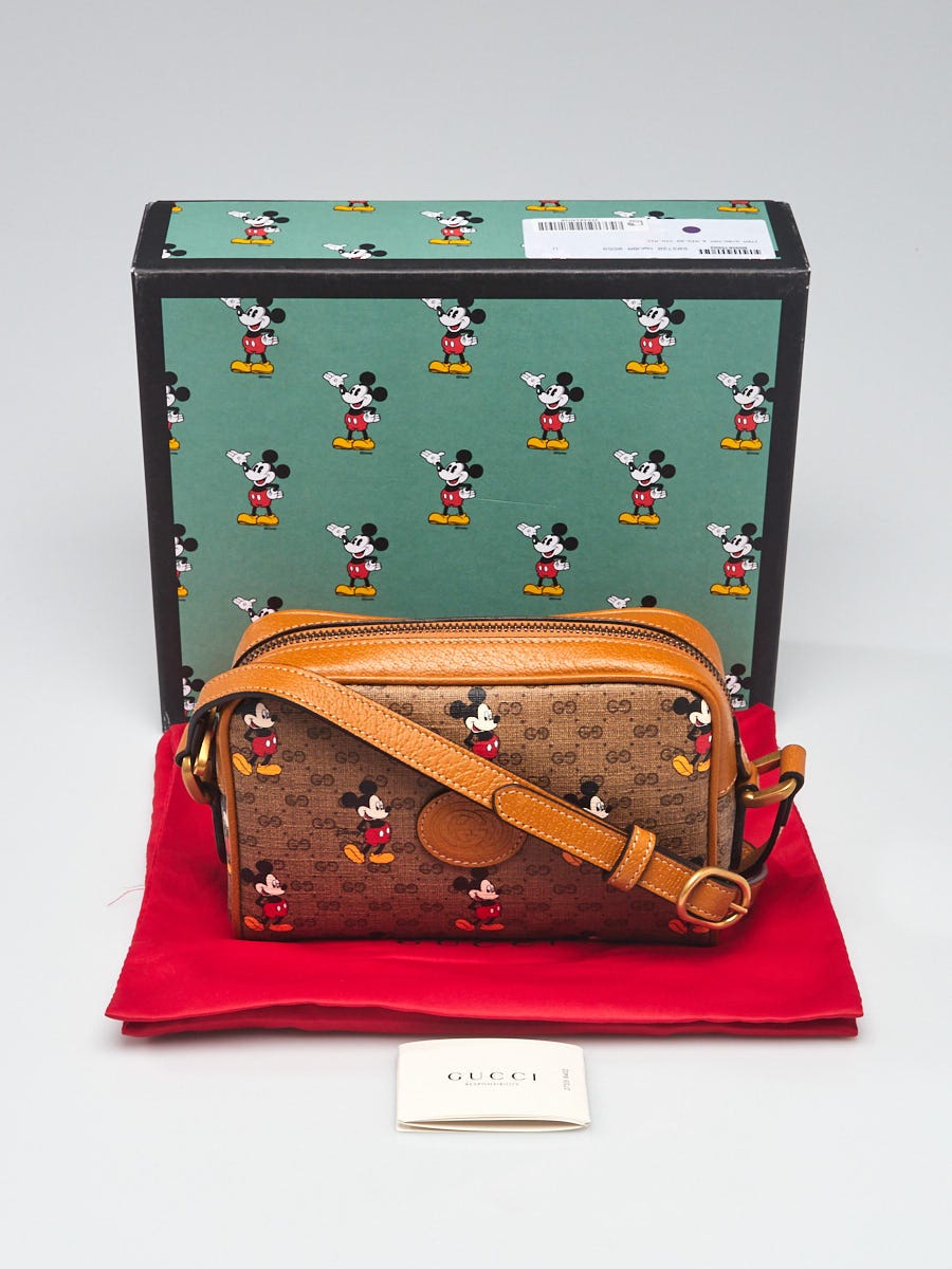 GUCCI Shoulder Bag Mickey Mouse Disney 602536 GG Supreme Canvas Leather  Beige