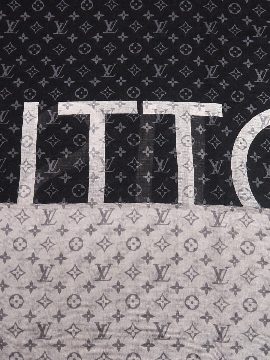 Louis Vuitton Monogram Split Scarf Black Cashmere