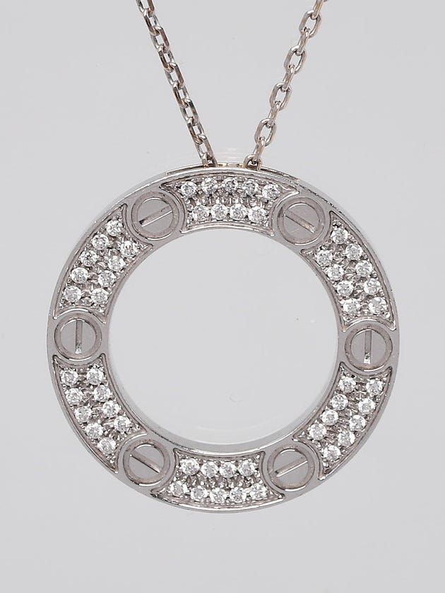 Cartier 18k White Gold and Diamond Pave LOVE Necklace