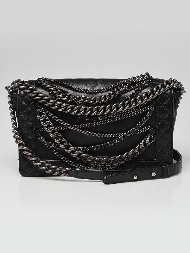 Chanel Black Leather Enchained Boy New Medium Flap Bag