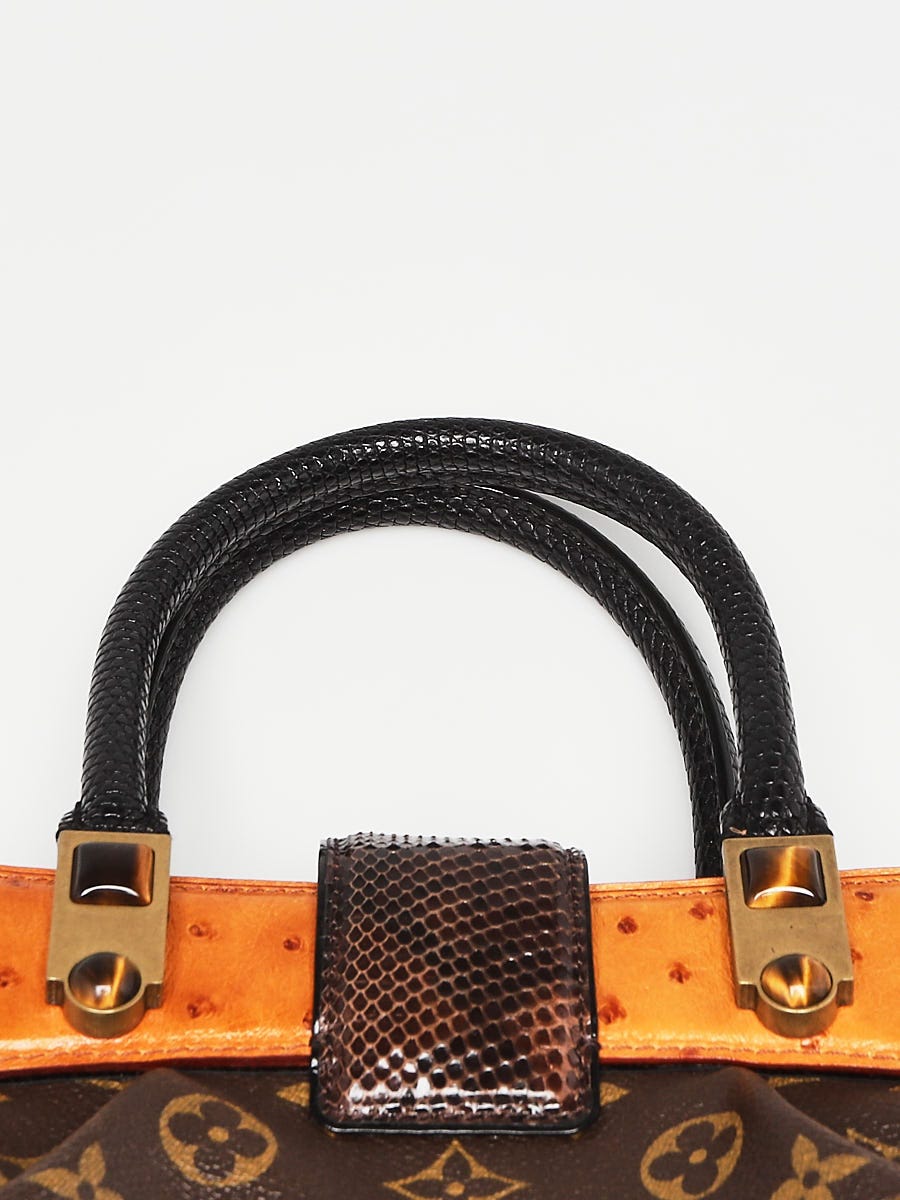 Louis Vuitton Python & Ostrich-Trimmed Monogram Macha Waltz Handle Bag