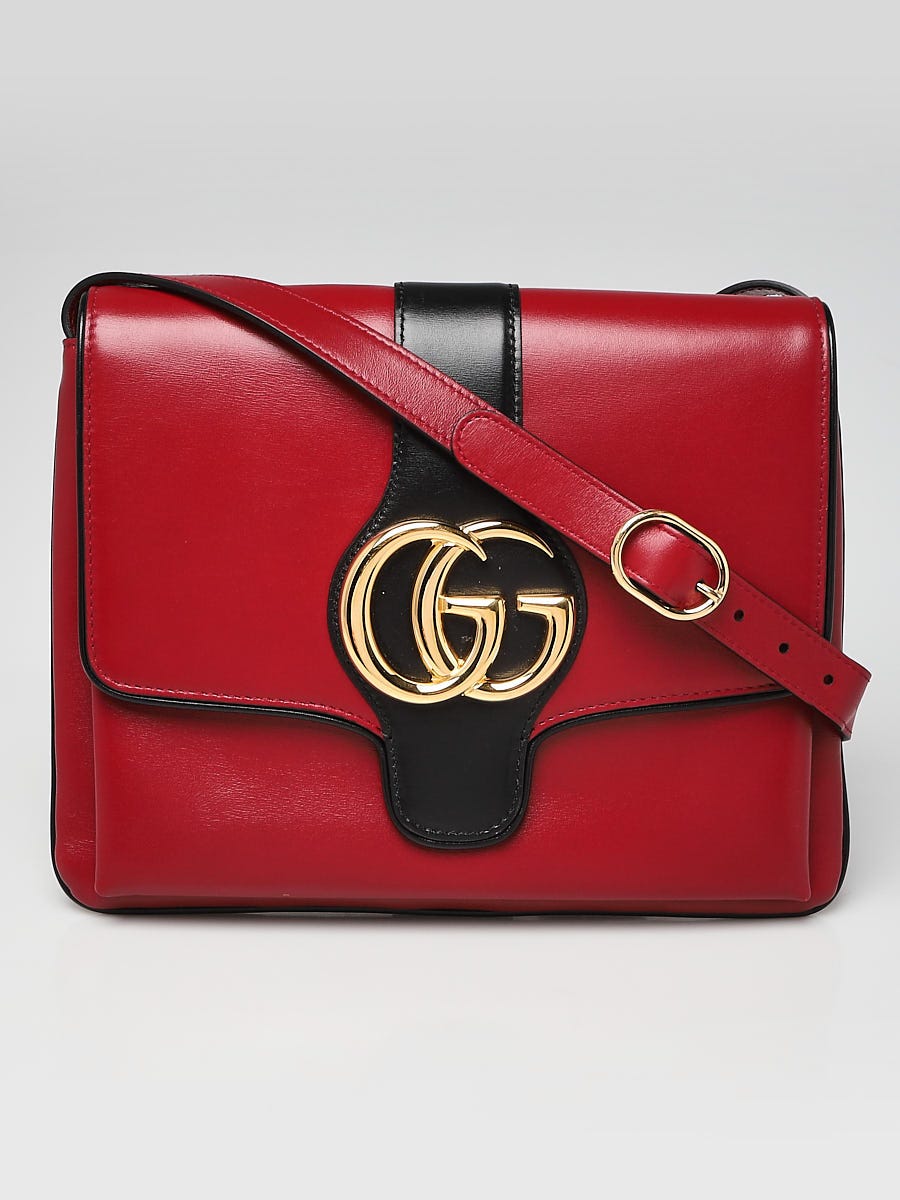 Gucci Red/Black Leather Medium Arli Crossbody Bag - Yoogi's Closet