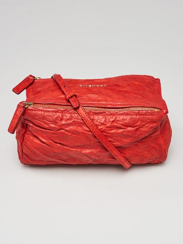 Givenchy Red Wrinkled Sheepskin Leather Mini Pandora Bag