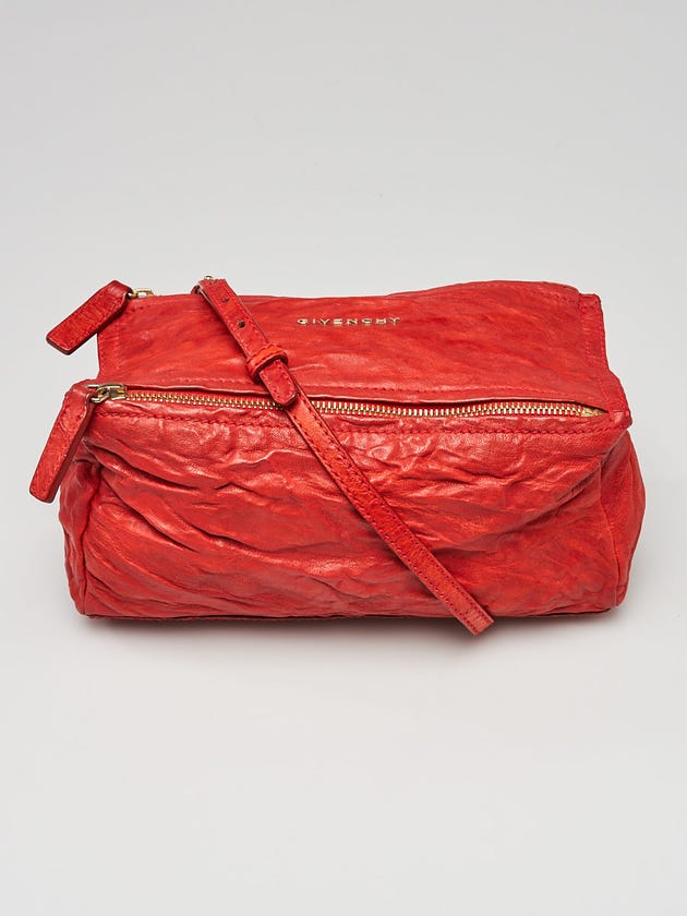 Givenchy Red Wrinkled Sheepskin Leather Mini Pandora Bag