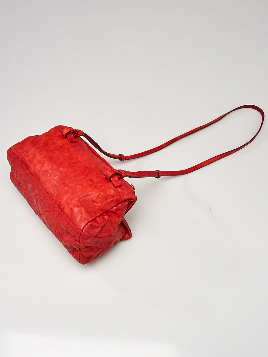 Givenchy Red Wrinkled Sheepskin Leather Mini Pandora Bag Yoogi s