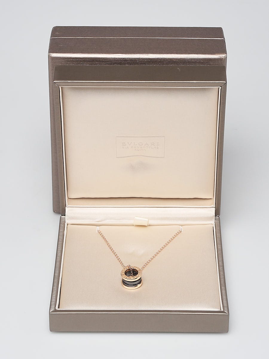 Bvlgari 18k Pink Gold and Black Ceramic B.Zero1 Pendant Necklace