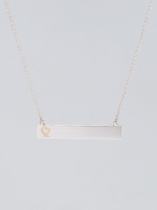 Tiffany & Co. Sterling Silver Open Heart Bar Necklace
