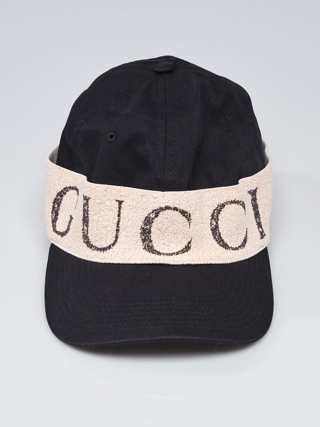 Gucci Black/Beige Canvas Logo Baseball Hat Size L