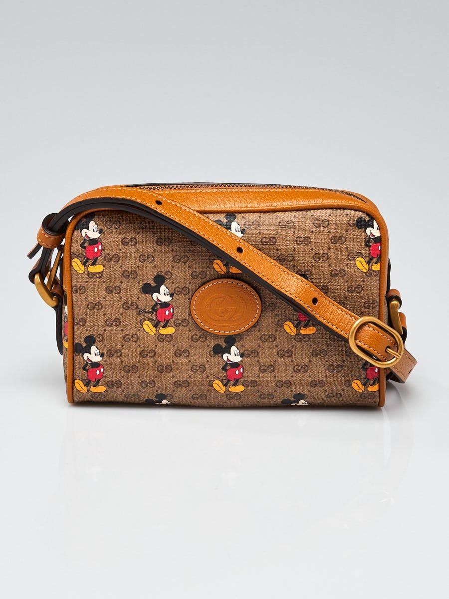 Gucci x Disney Brown GG Coated Canvas Mickey Mouse Mini Crossbody Bag