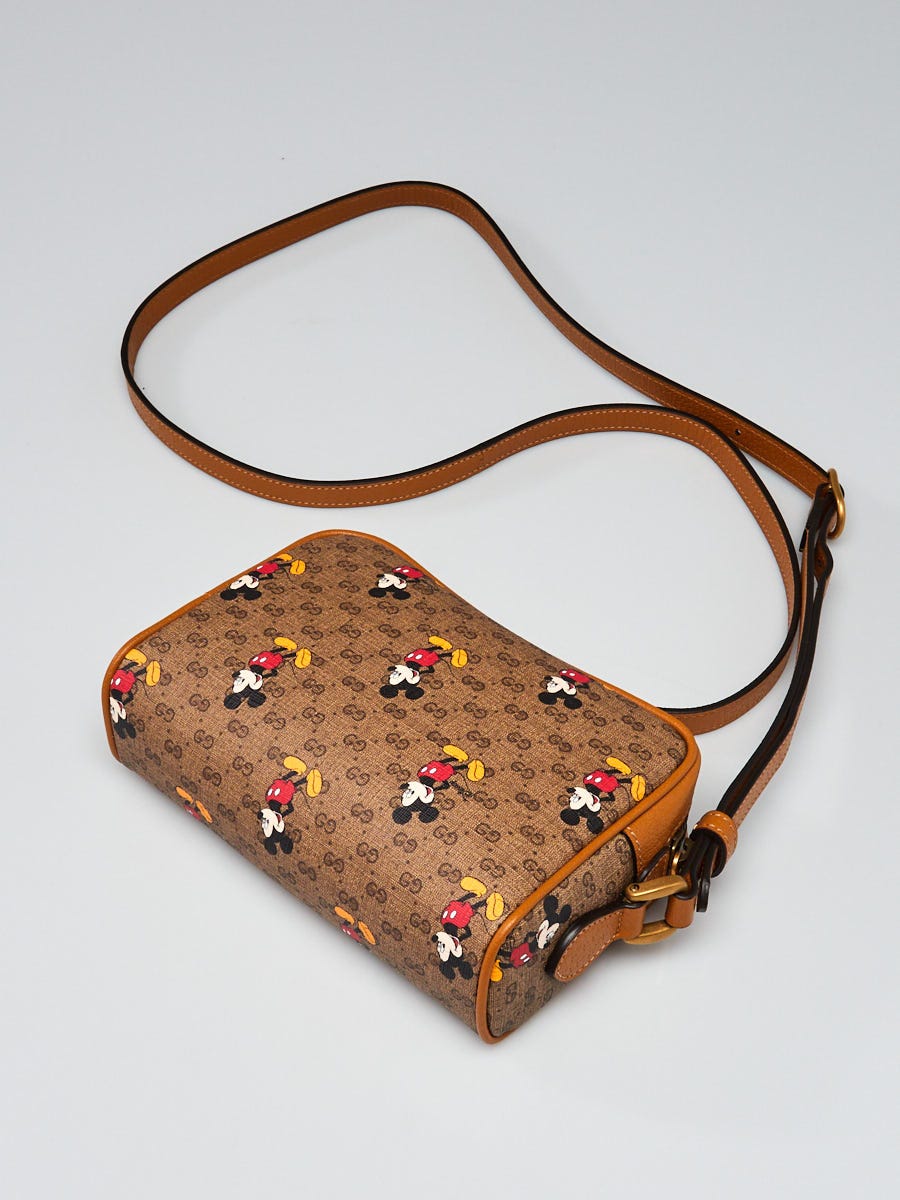 Gucci X Disney Brown GG Coated Canvas Mickey Mouse Mini