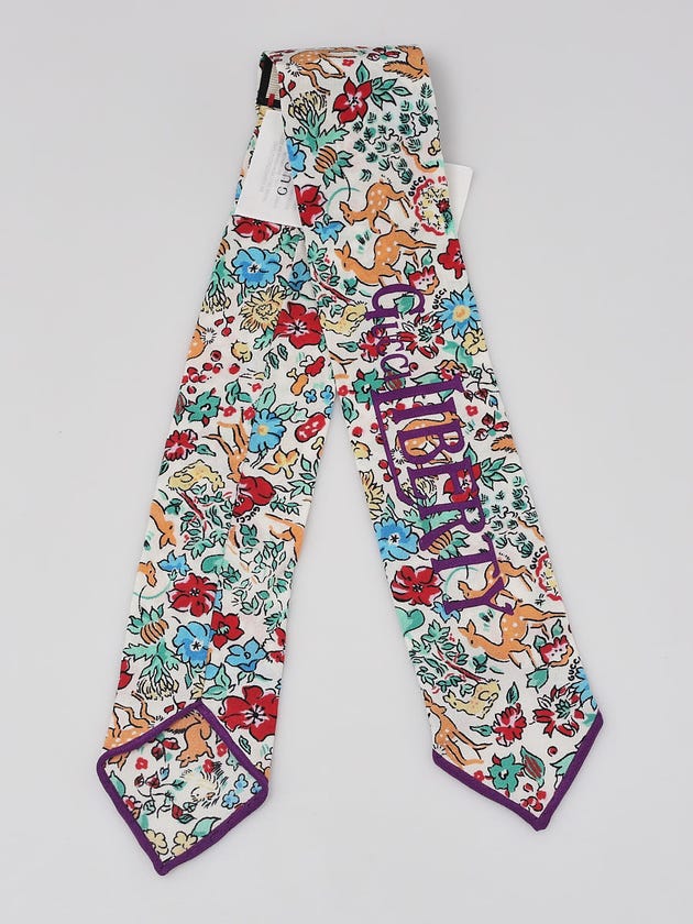 Gucci x Liberty Multicolor Floral Print Silk Twilly Neck Bow Scarf