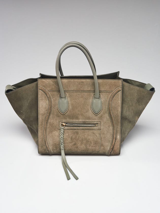 Celine Grey Suede Medium Phantom Luggage Tote Bag