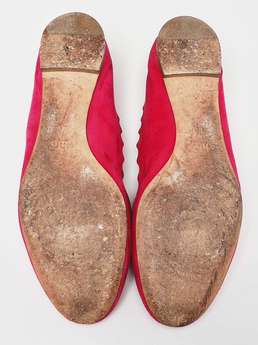 Chloe Fuchsia Suede Lauren Scalloped Ballet Flats Size 10/40.5