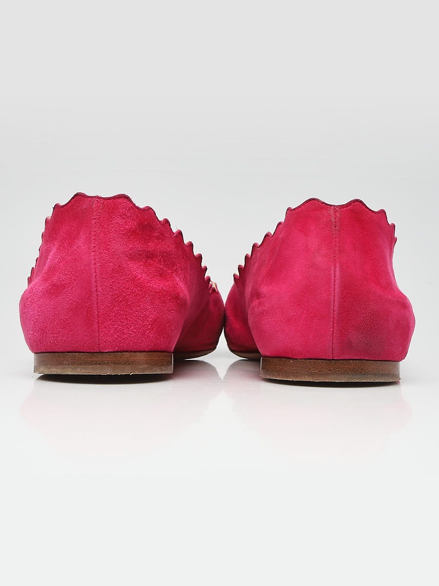 フラットシューズ CHLOE Light Pink Suede Chlo?? Ghillies Ballerinas 27701302_58592873_600.jpg