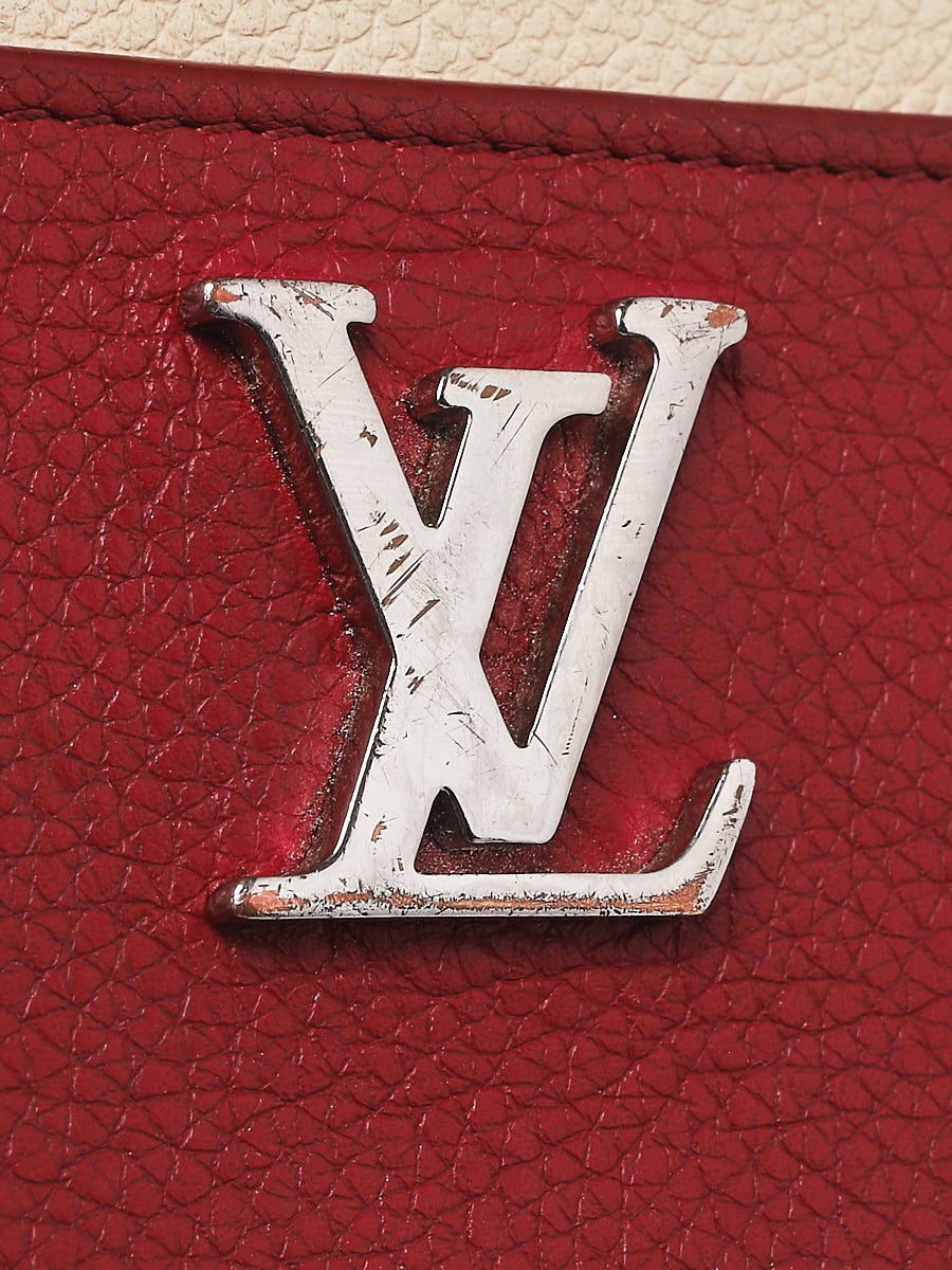 Louis Vuitton Red/White Leather Lockme Zippy Wallet