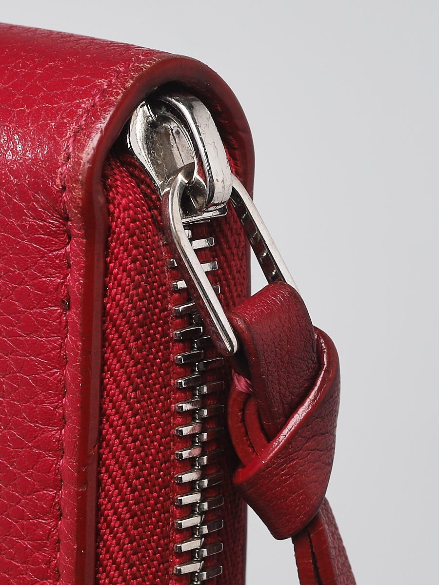 Louis Vuitton Red/White Leather Lockme Zippy Wallet