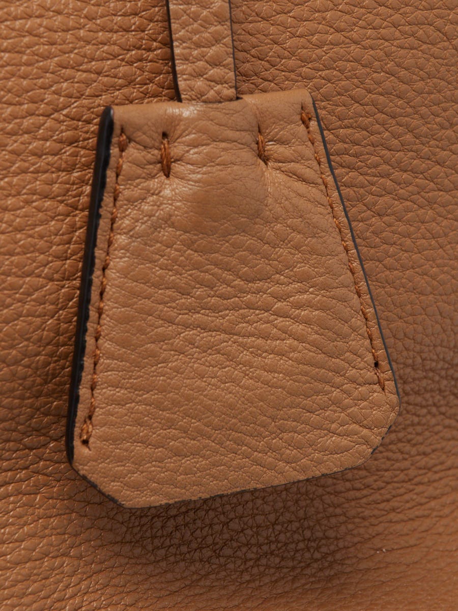 Prada Beige Pebbled Leather Side Zip Tote Bag