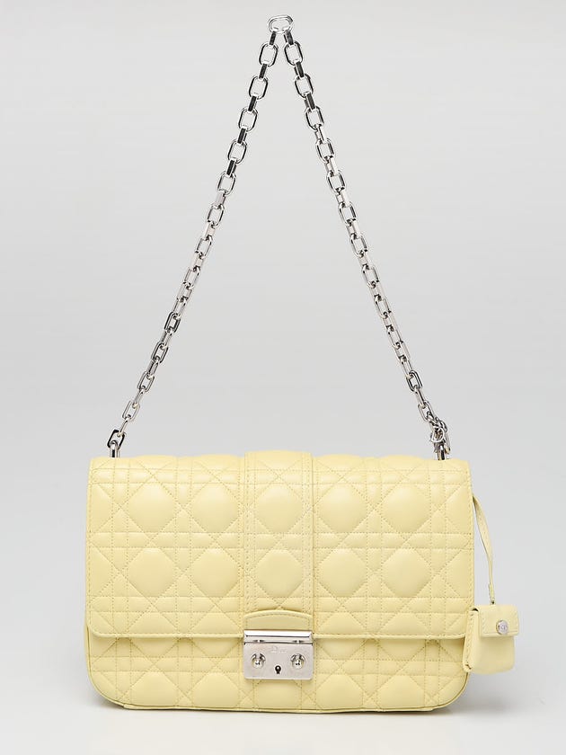 Christian Dior Yellow Cannage Quilted Lambskin Leather Miss Dior Medium Flap Bag