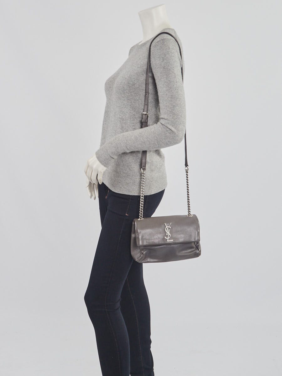 Yves Saint Laurent Grey Pebbled Leather West Hollywood Small Shoulder Bag