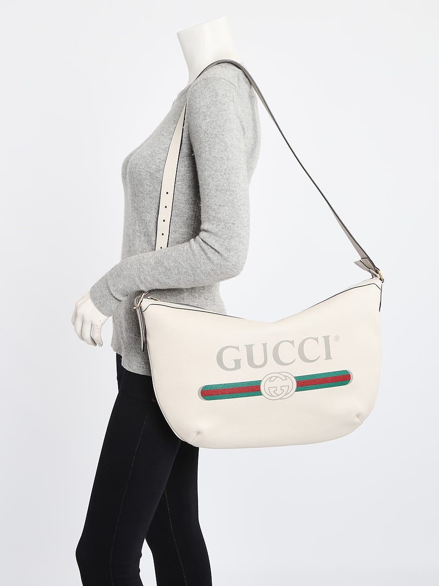 Gucci Logo Print Half Moon Shoulder Bag