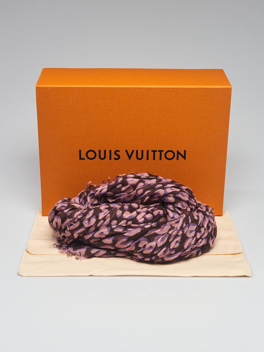 LOUIS VUITTON Cashmere Silk Leopard Stole Brown 174761