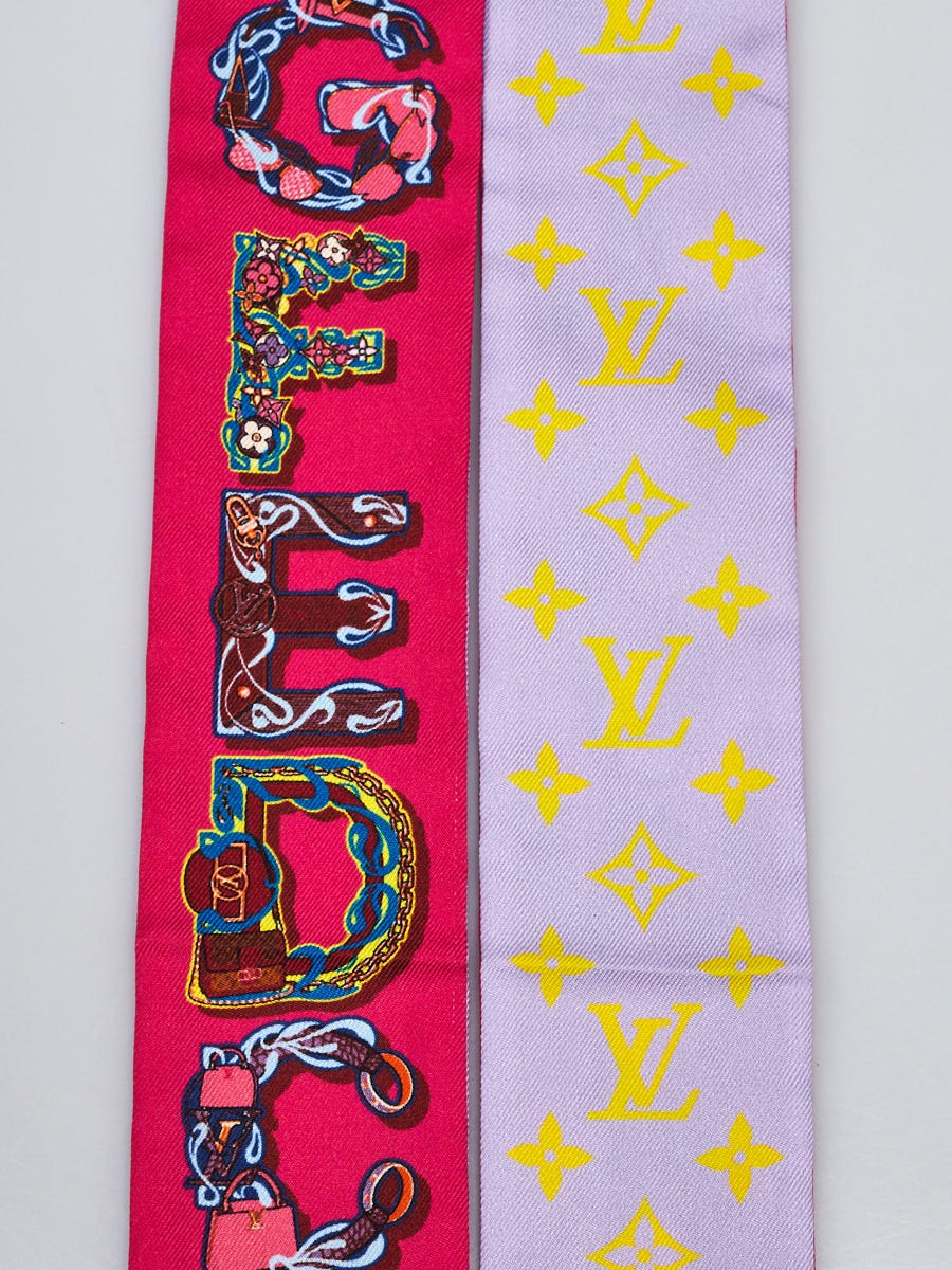 Louis Vuitton Purple Monogram Print Silk Bandeau Scarf - Yoogi's Closet