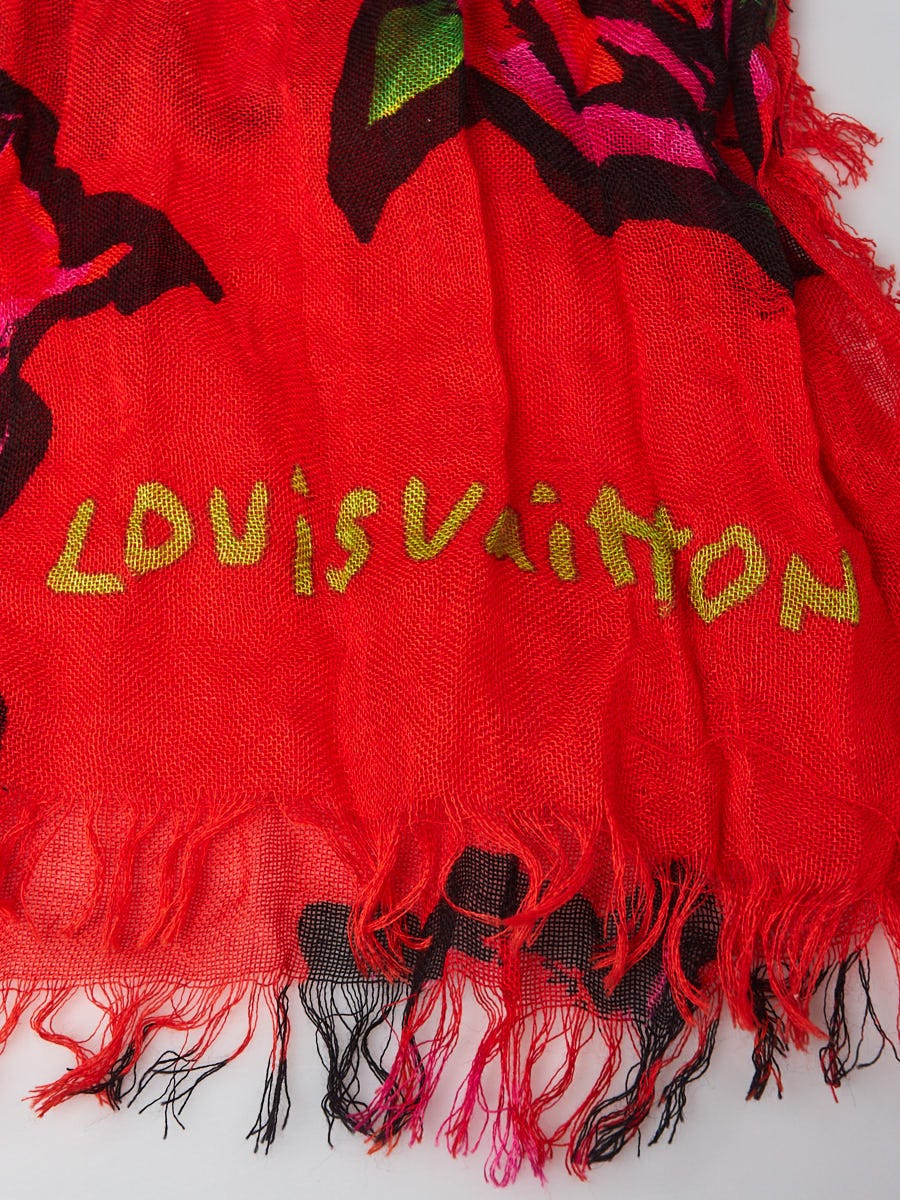 LOUIS VUITTON STEPHEN SPROUSSE MONOGRAM PINK BROWN SHEER SHAWL STOLE SCARF  UNKNOWN AUTHENTICITY