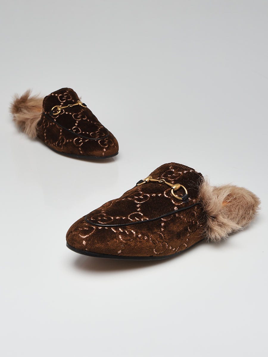 Velvet mules with on sale fur