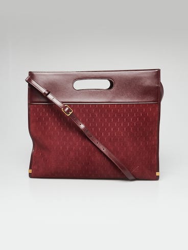 Yves Saint Laurent Burgundy Suede and Leather All Over Monogram