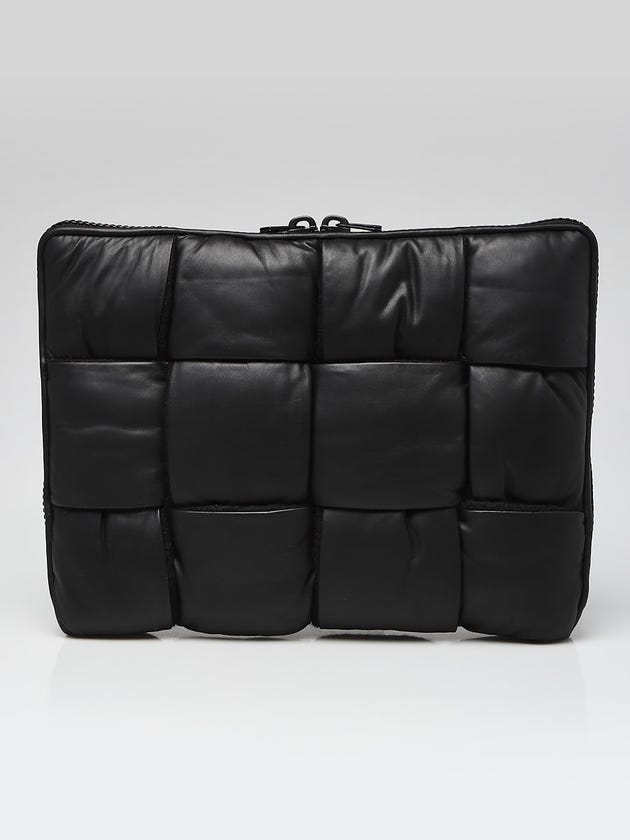 Bottega Veneta Black Nappa Leather Maxi Weave Padded Laptop Pouch
