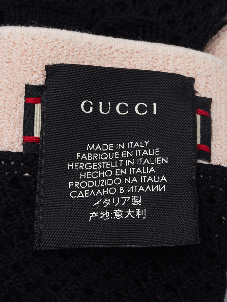 Gucci Black Knit Cotton Logo Fingerless Gloves Size S | Yoogi's Closet