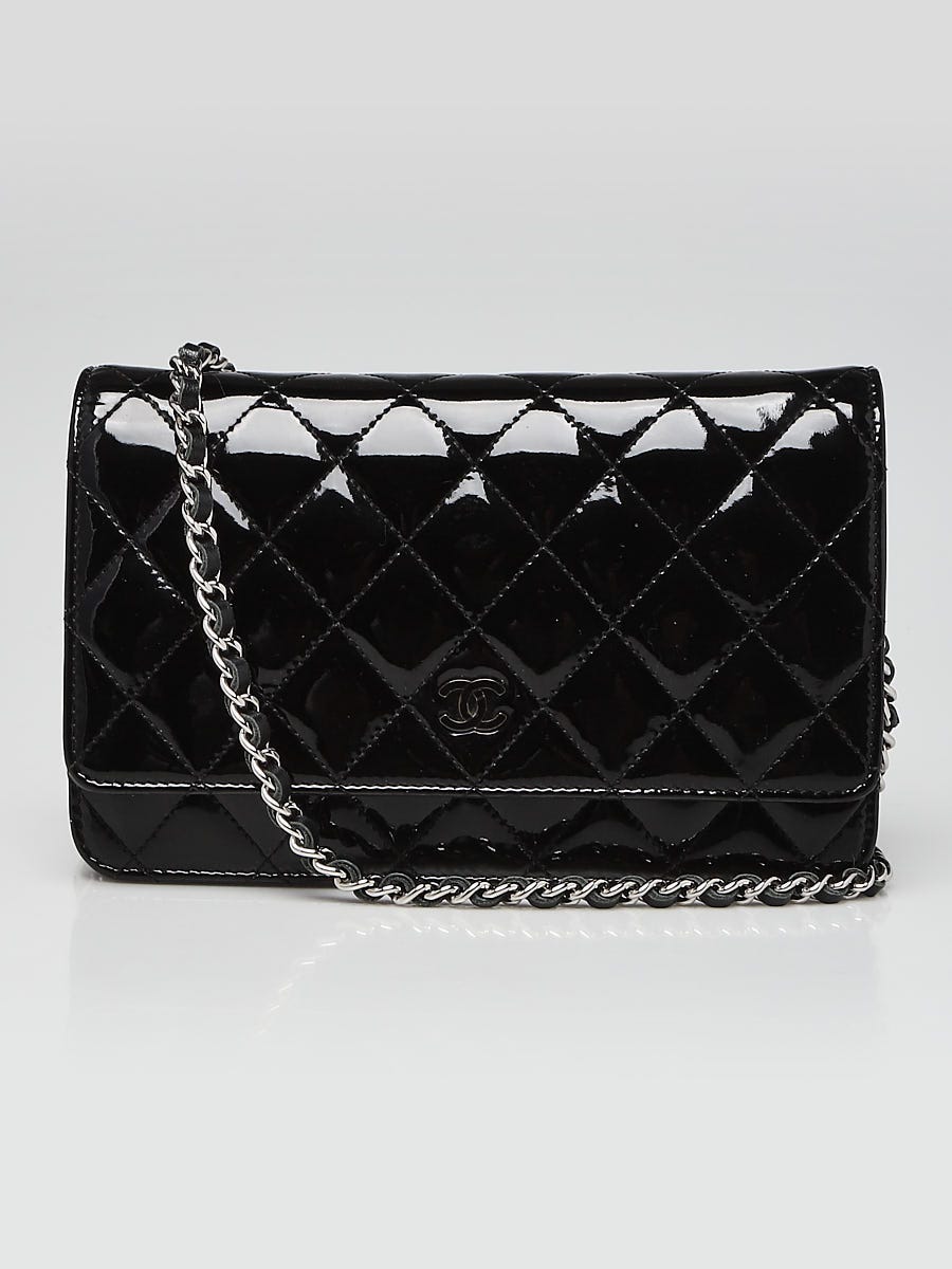 Chanel Black Quilted Patent Leather Classic WOC Clutch Bag - Yoogi's Closet
