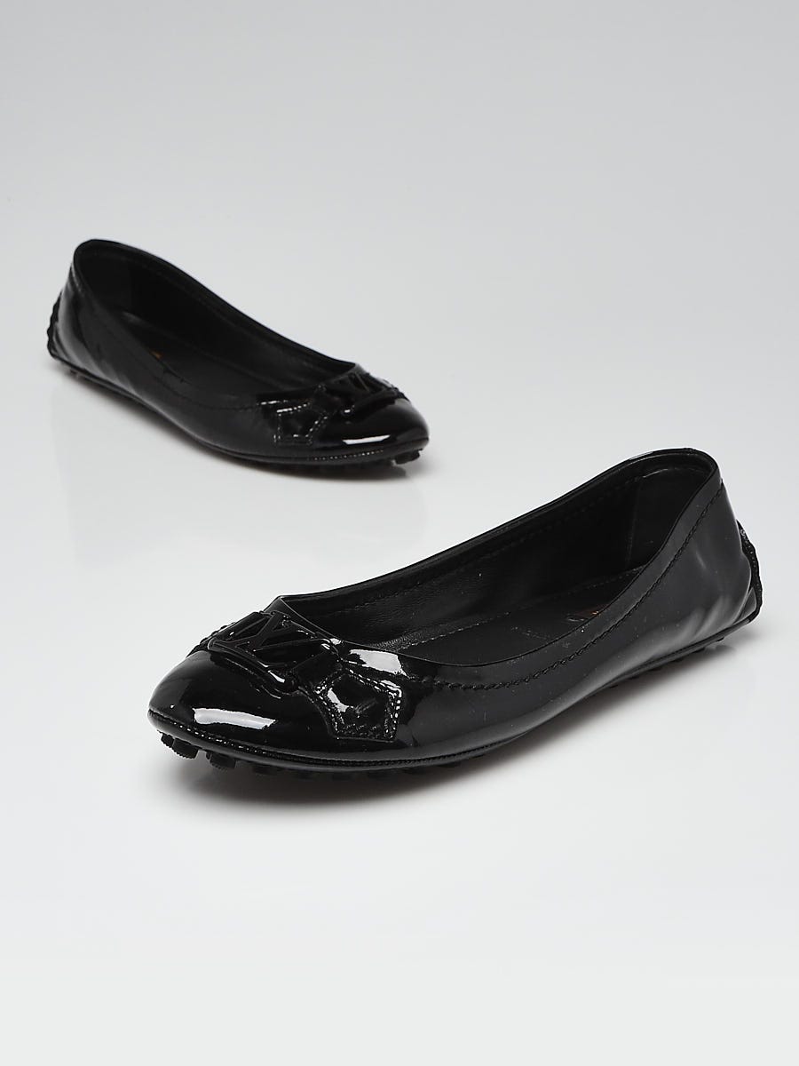 Louis Vuitton Black Patent Leather Oxford Ballet Flats Size 36.5