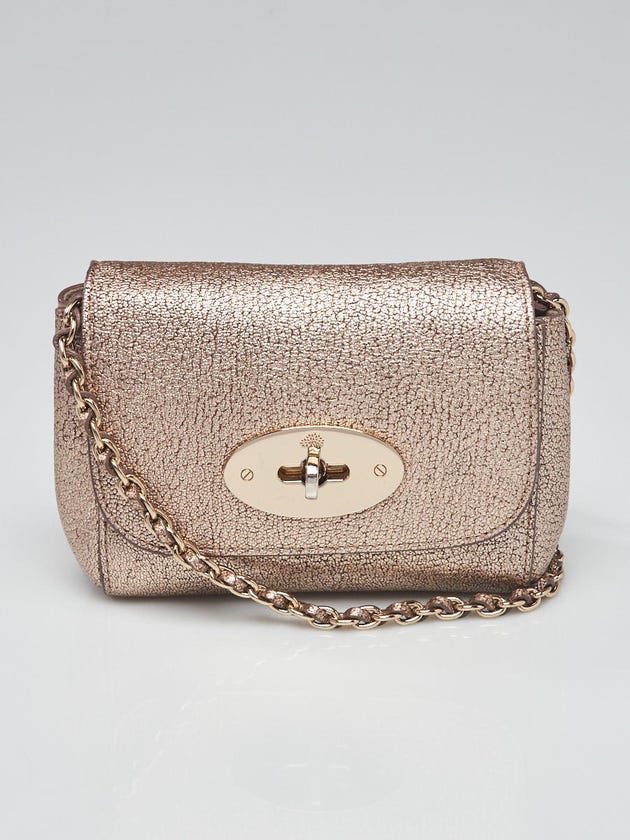 Mulberry Metallic Silver Pebbled Goatskin Leather Mini Lily Bag