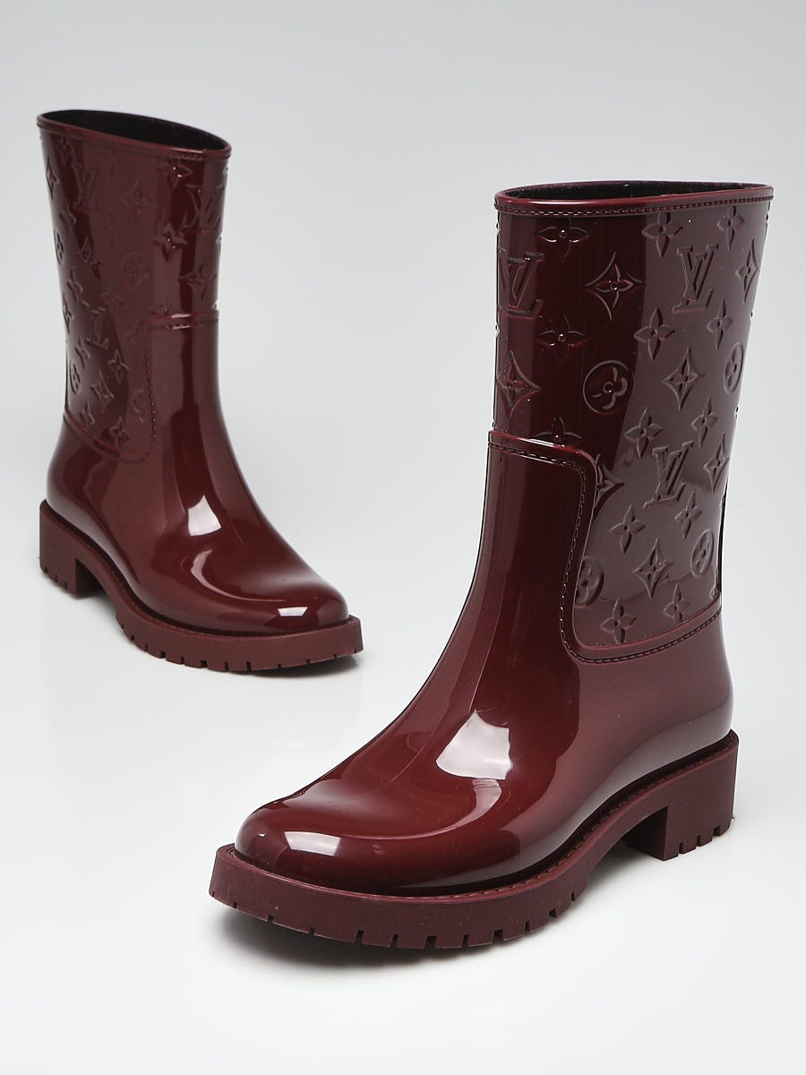 Louis Vuitton Burgundy Monogram Rubber Drops Flat Half Rain Boots Size  6.5/37 - Yoogi's Closet