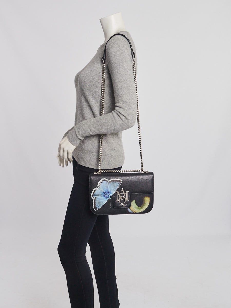 Alexander McQueen Black Pebbled Leather Printed Insignia