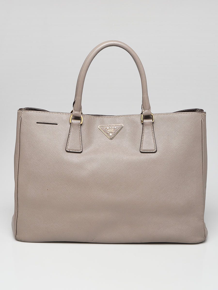 Prada Grey Saffiano Leather Large Tote Bag BN1844 - Yoogi's Closet
