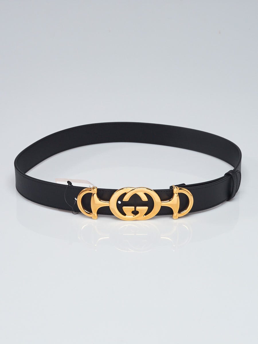Gucci slim fit belt with gold hardware Gucci Black Smooth Leather Slim Double G Belt 95/38  main image 4