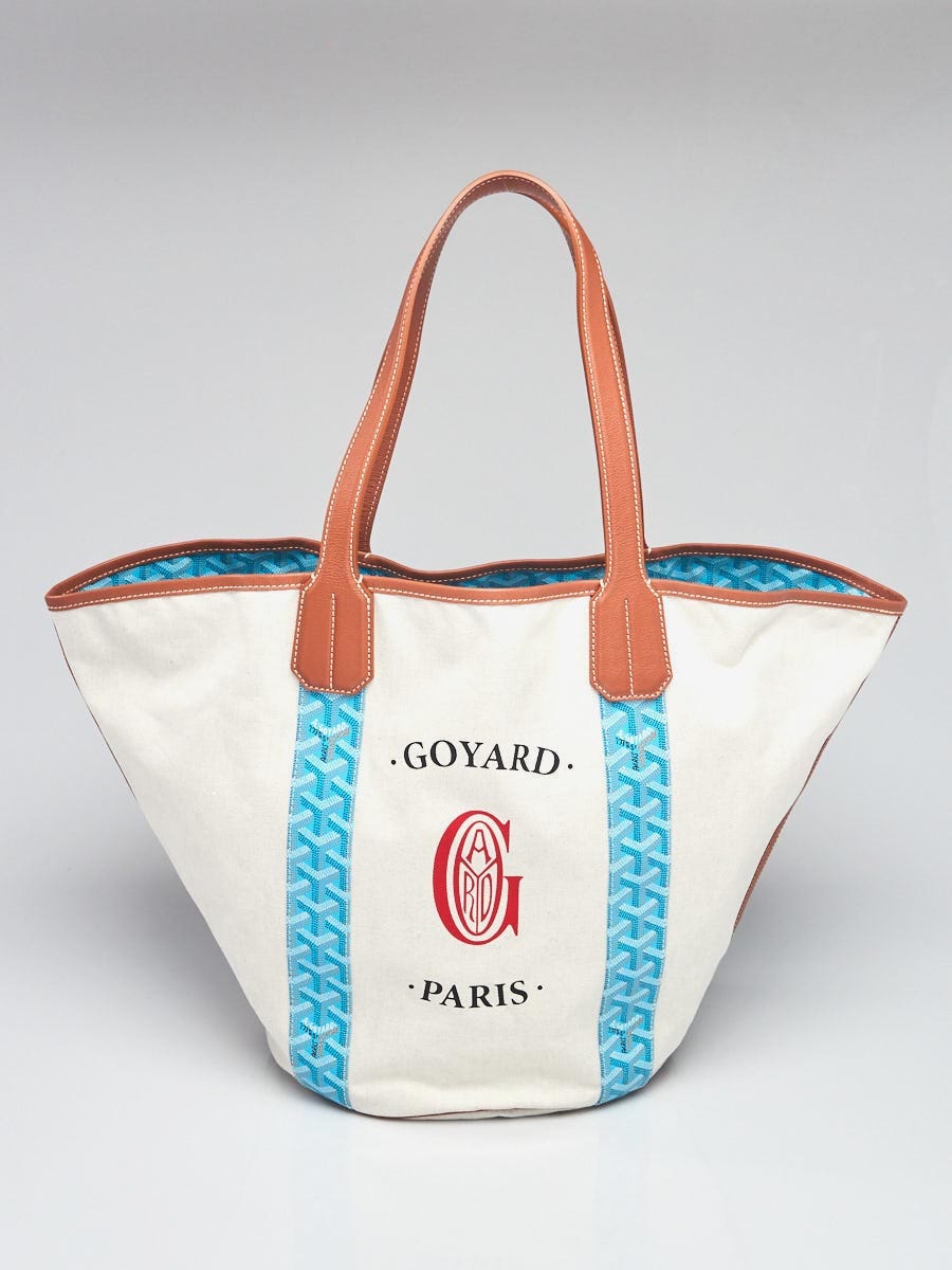 Goyard Light Blue Chevron Print Coated Canvas Reversible Belharra MM Tote Bag Yoogi s Closet