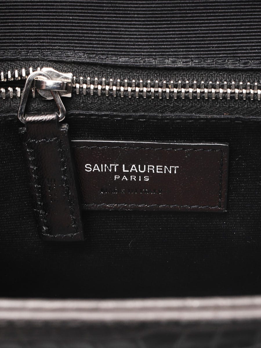 Yves Saint Laurent Grey Crocodile Embossed Leather Large