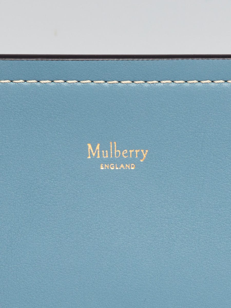 MULBERRY Small Classic Grain Small Bayswater Zip Tote Light Antique Blue  1139929 | FASHIONPHILE