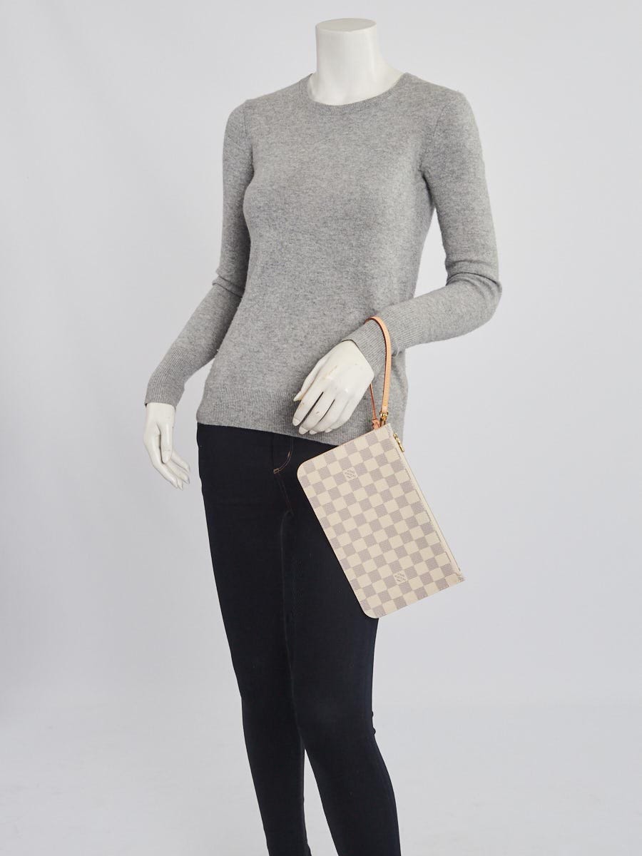 Louis Vuitton Damier Azur Canvas Neverfull PM Pochette Zippered Clutch Bag  - Yoogi's Closet