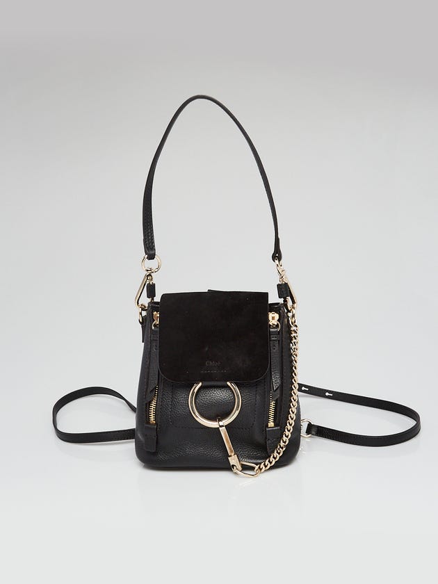 Chloe Black Leather and Suede Mini Faye Backpack