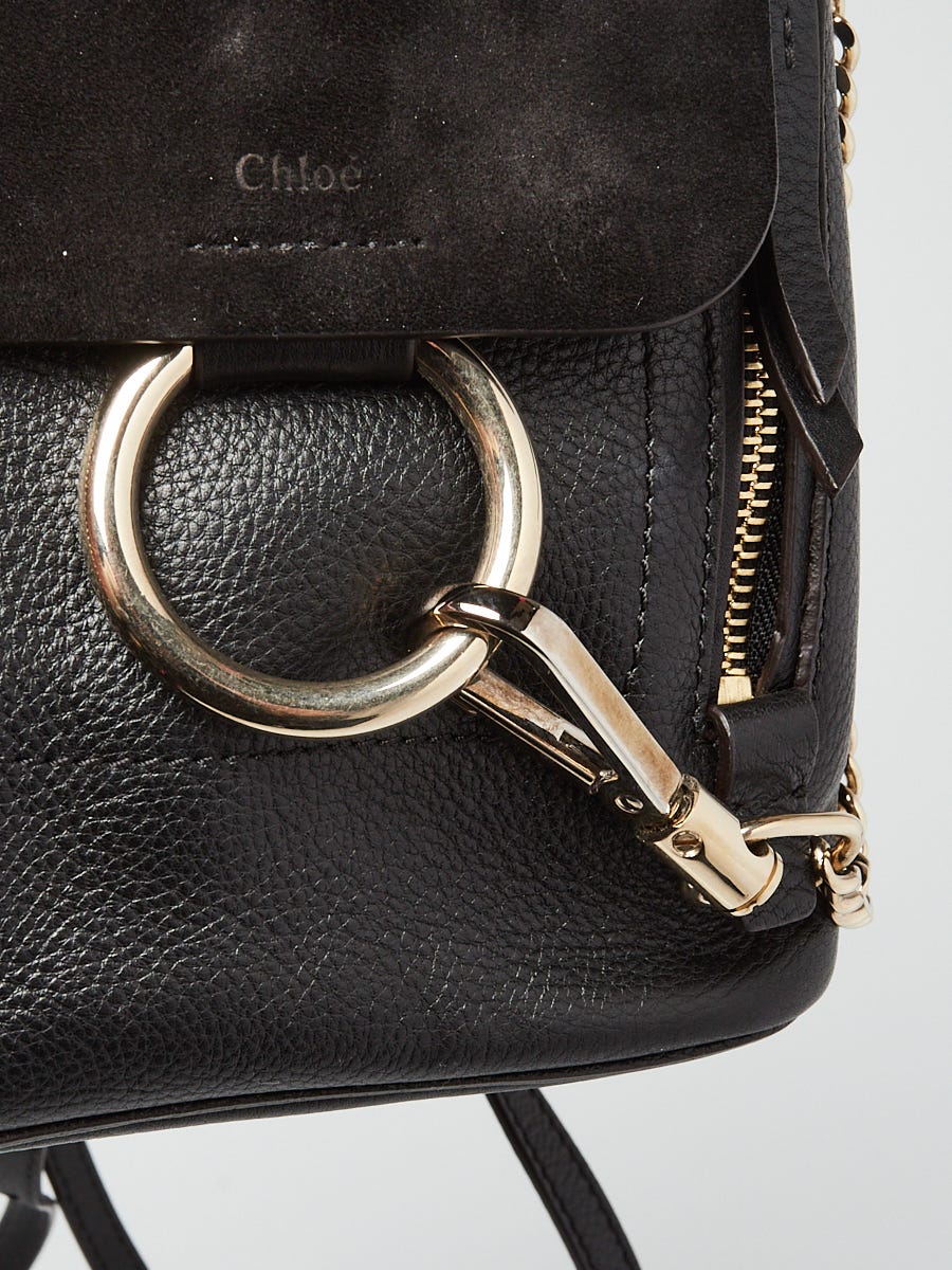 Chloe Black Leather and Suede Mini Faye Backpack - Yoogi's Closet